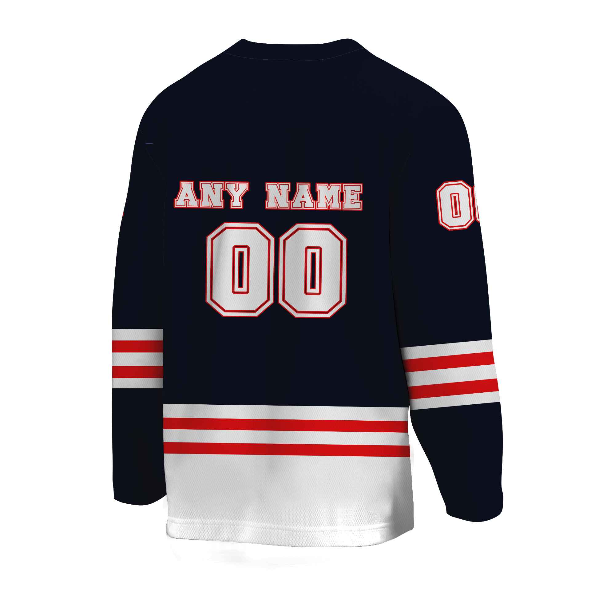 Custom Navy White-Red Hockey Jersey