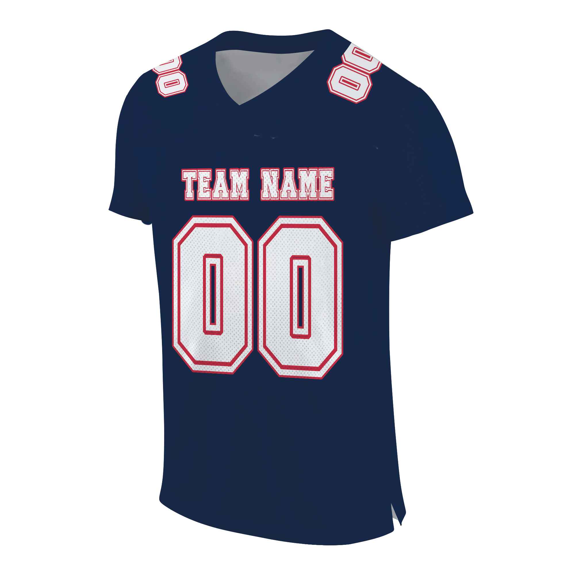Custom Navy Red-White Mesh Authentic Football Jersey