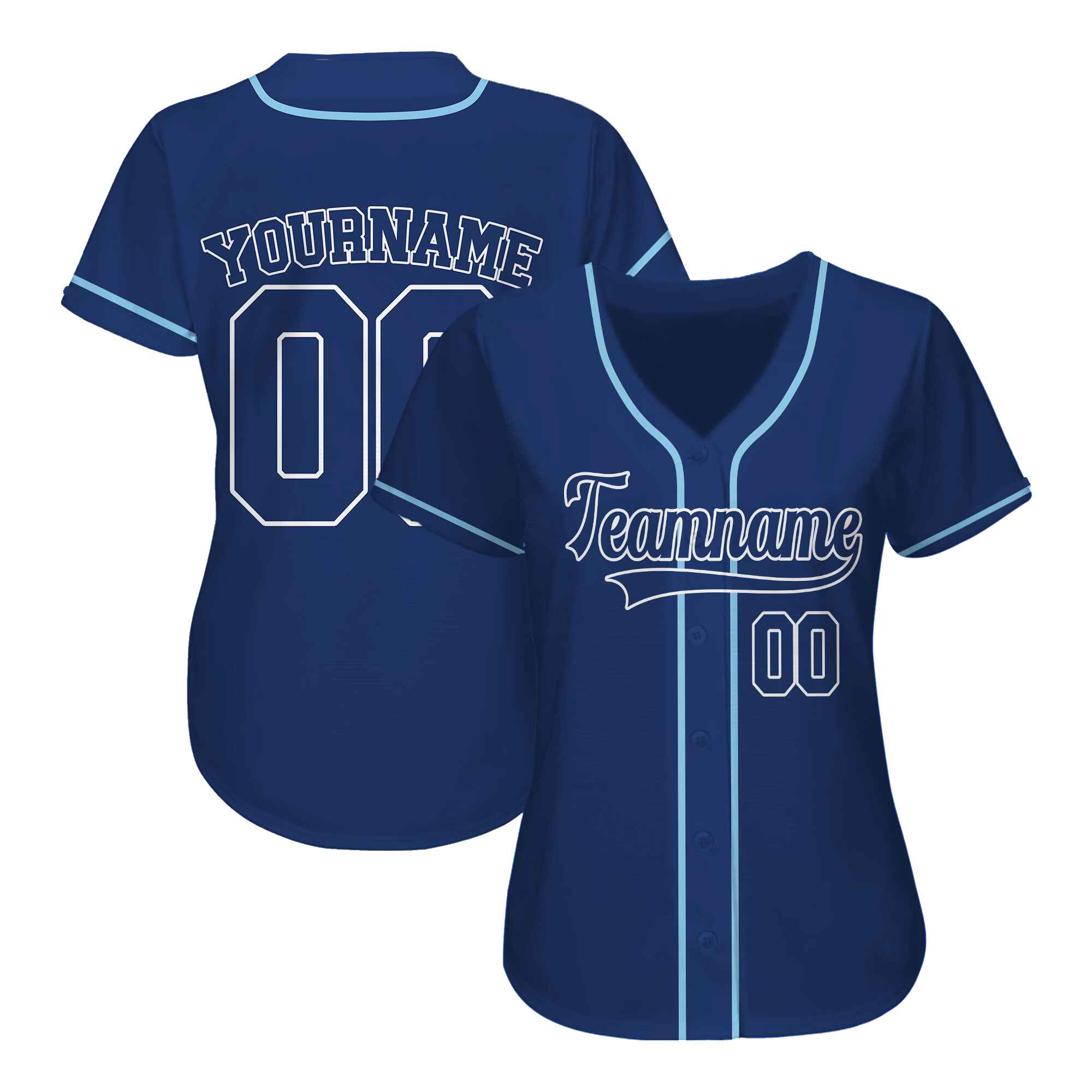 Custom Navy White-Light Blue Authentic Baseball Jersey