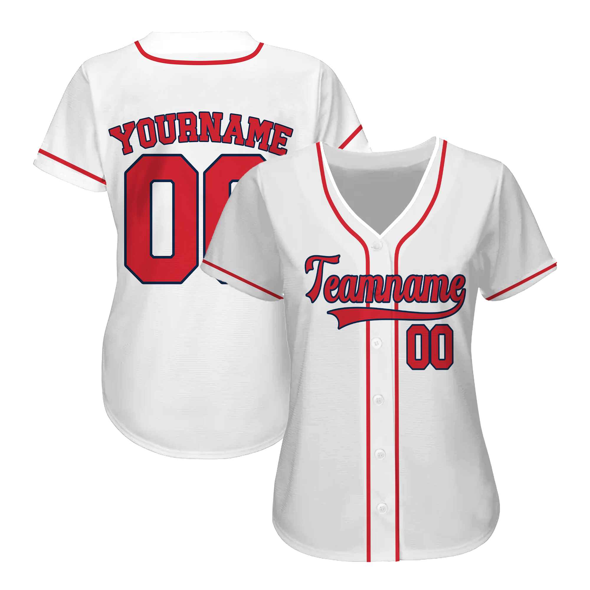 Custom White Red-Black Baseball Jersey