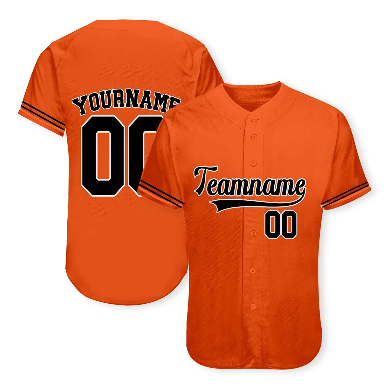 Custom Orange Black-White Authentic Baseball Jersey 01
