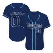 Custom Navy White-Light Blue Authentic Baseball Jersey