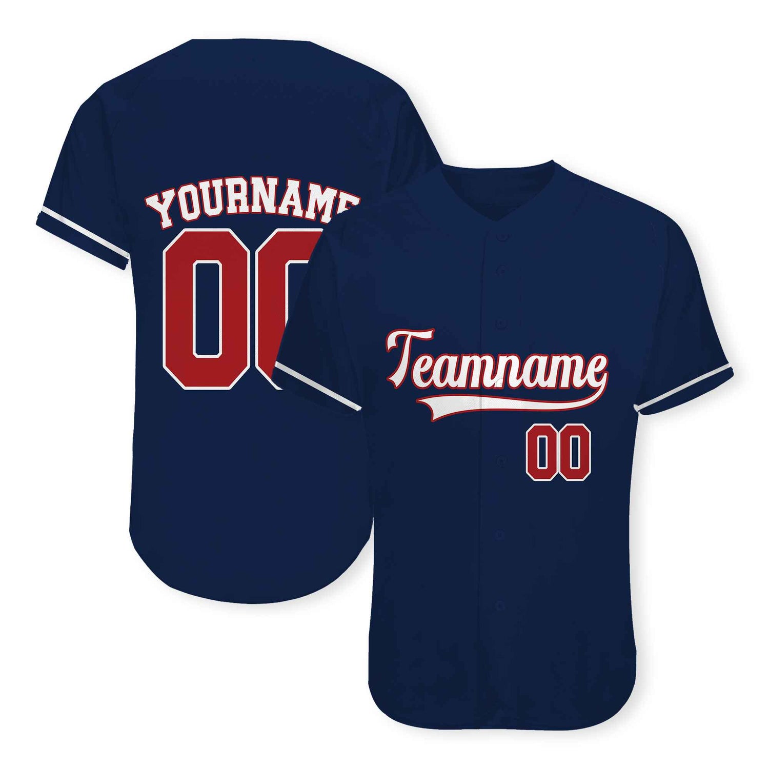 Custom Navy Red-White Authentic Baseball Jersey