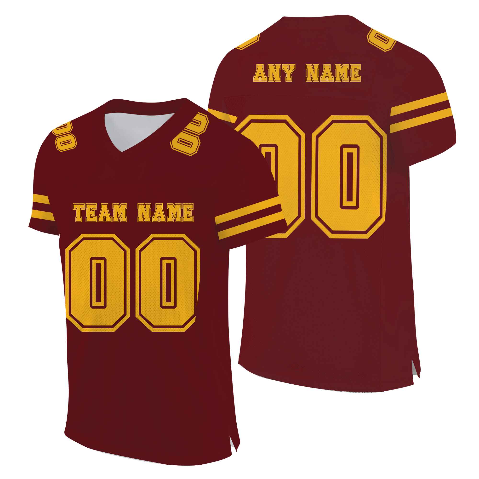 Custom Burgundy -Gold Mesh Authentic Football Jersey