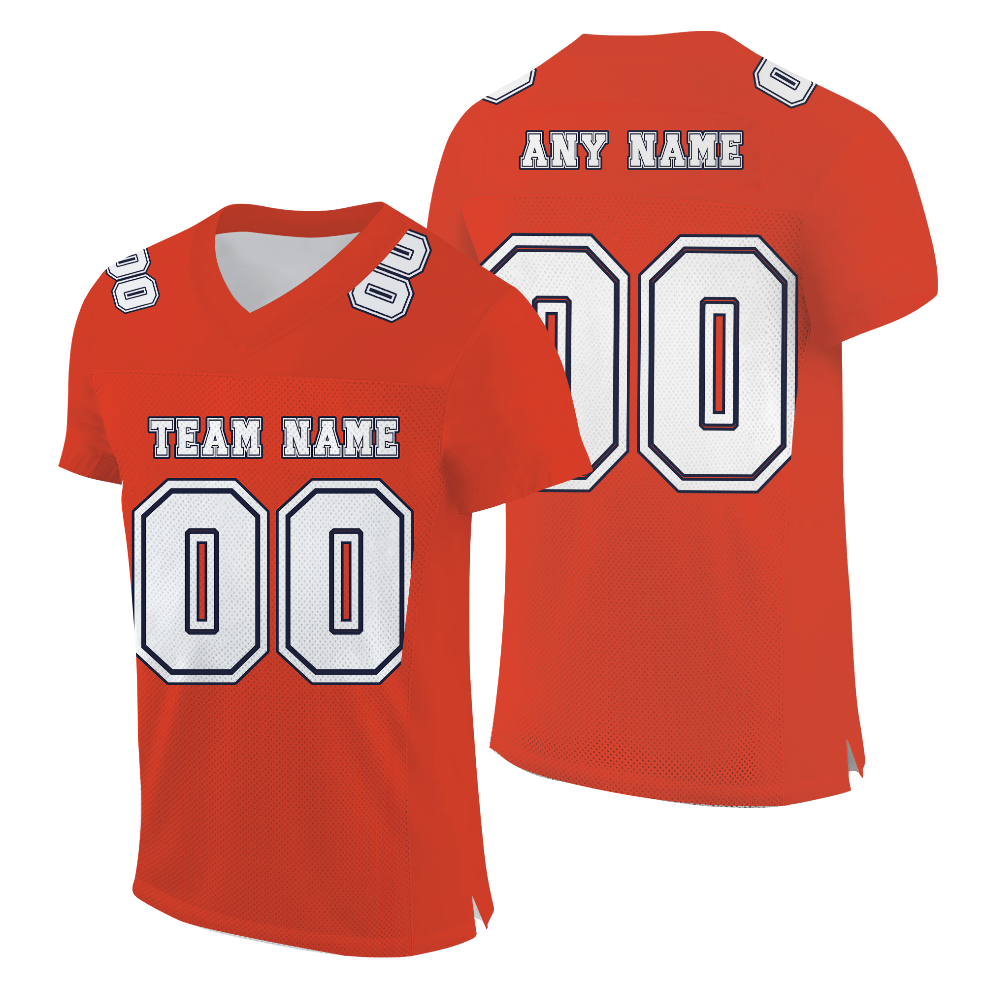 Custom Orange White-Navy Mesh Authentic Football Jersey