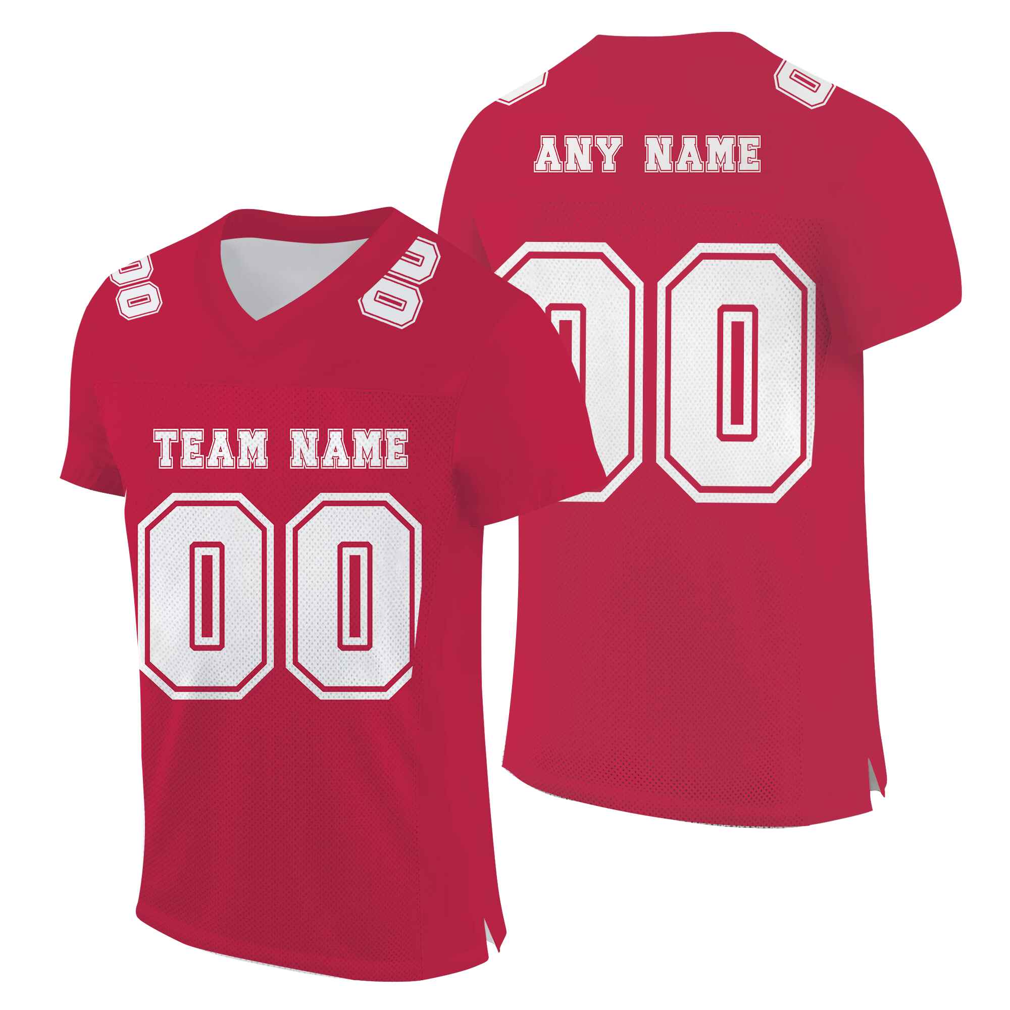 Custom Red White Mesh Authentic Football Jersey