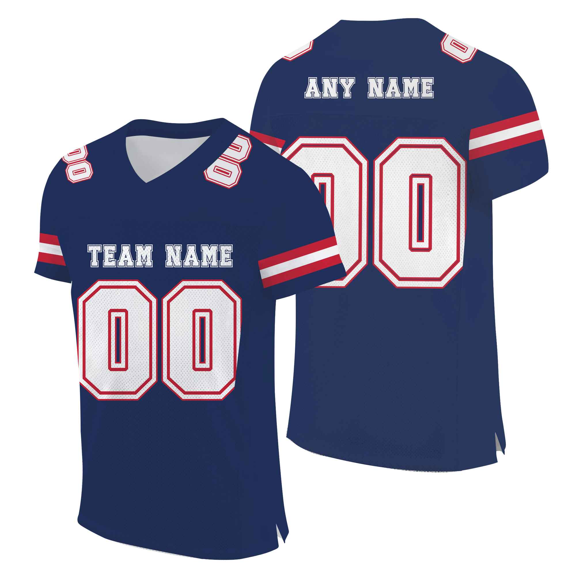 Custom Navy White-Red Mesh Authentic Football Jersey