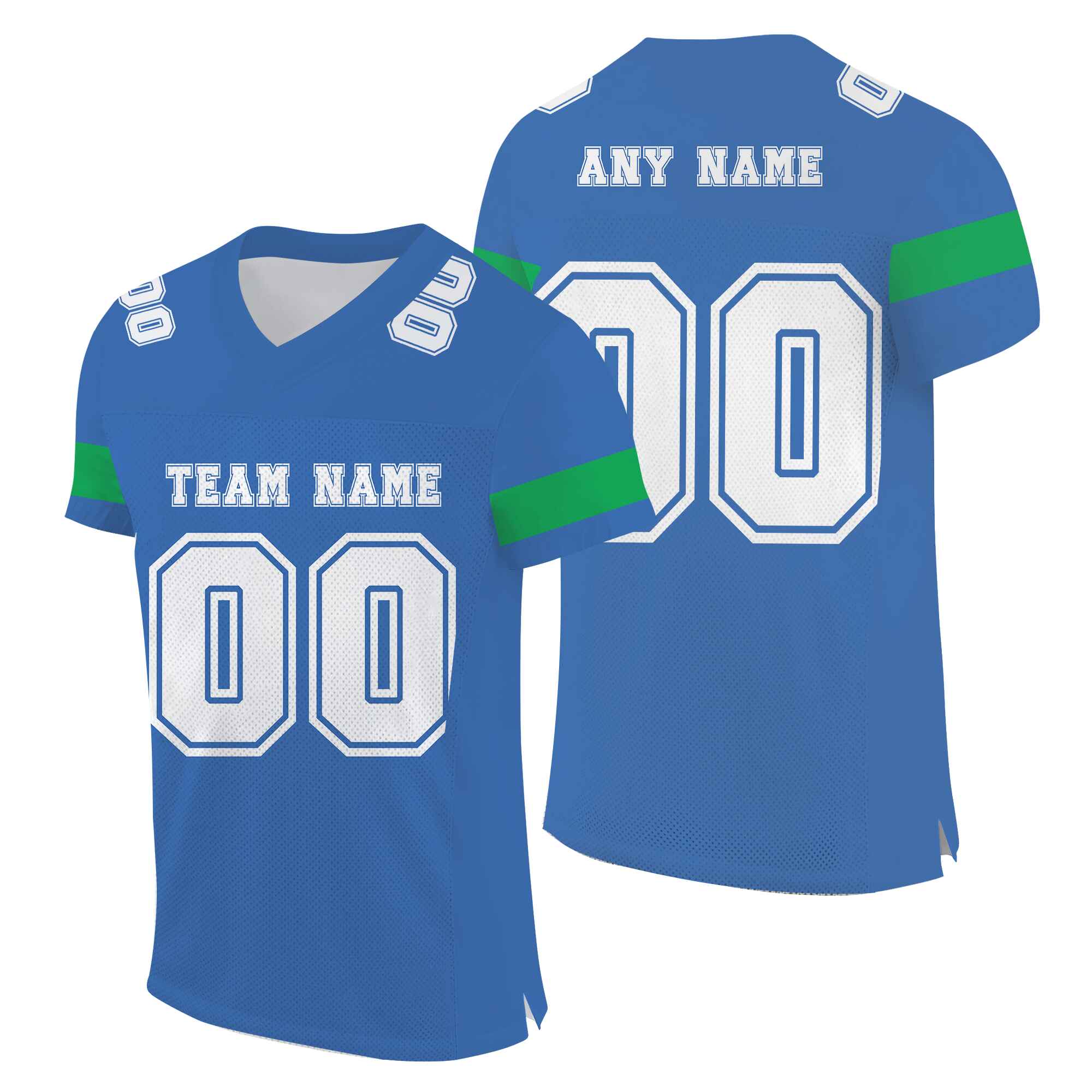 Custom Blue White-Green Mesh Authentic Football Jersey