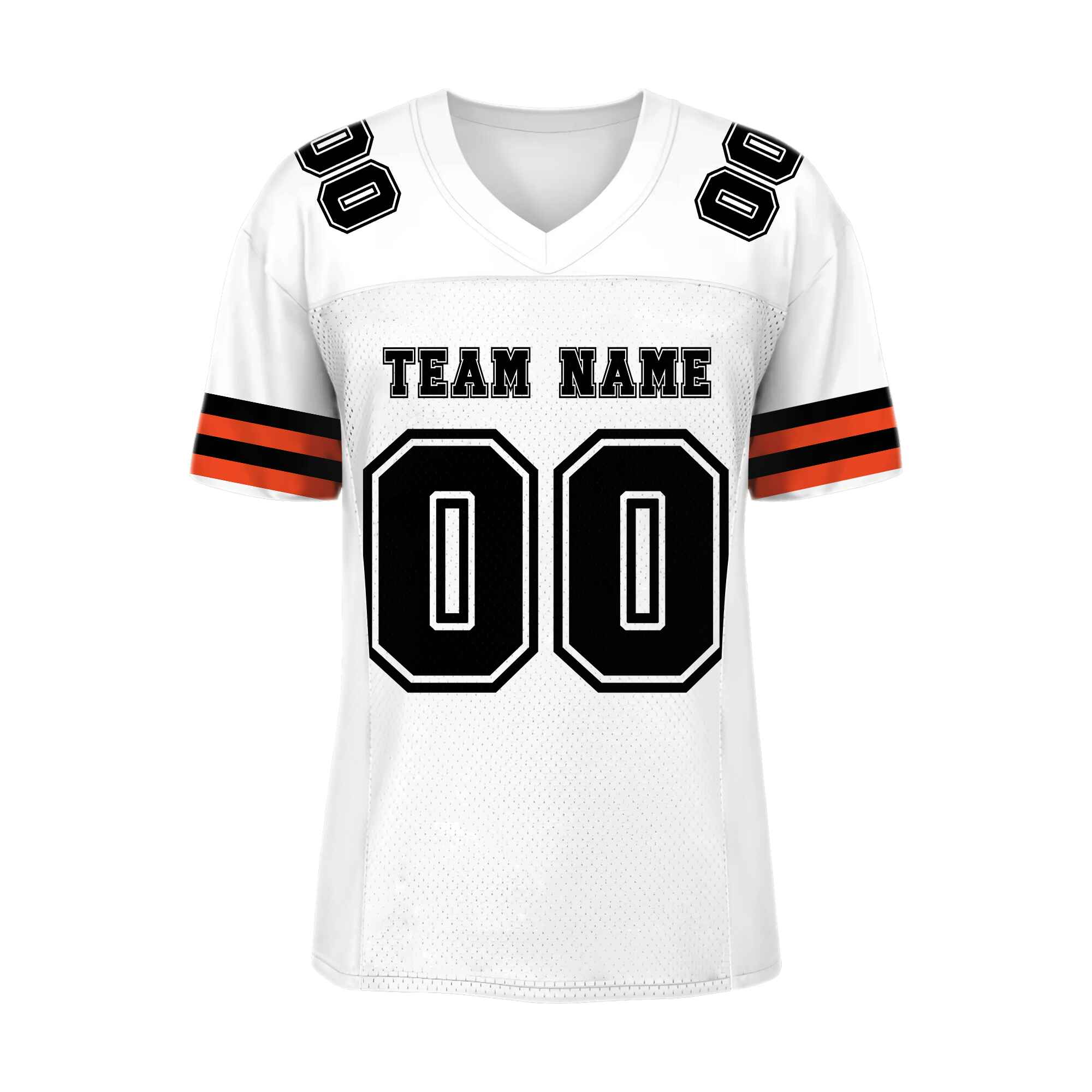 Custom White Black-Orange Mesh Football Jersey