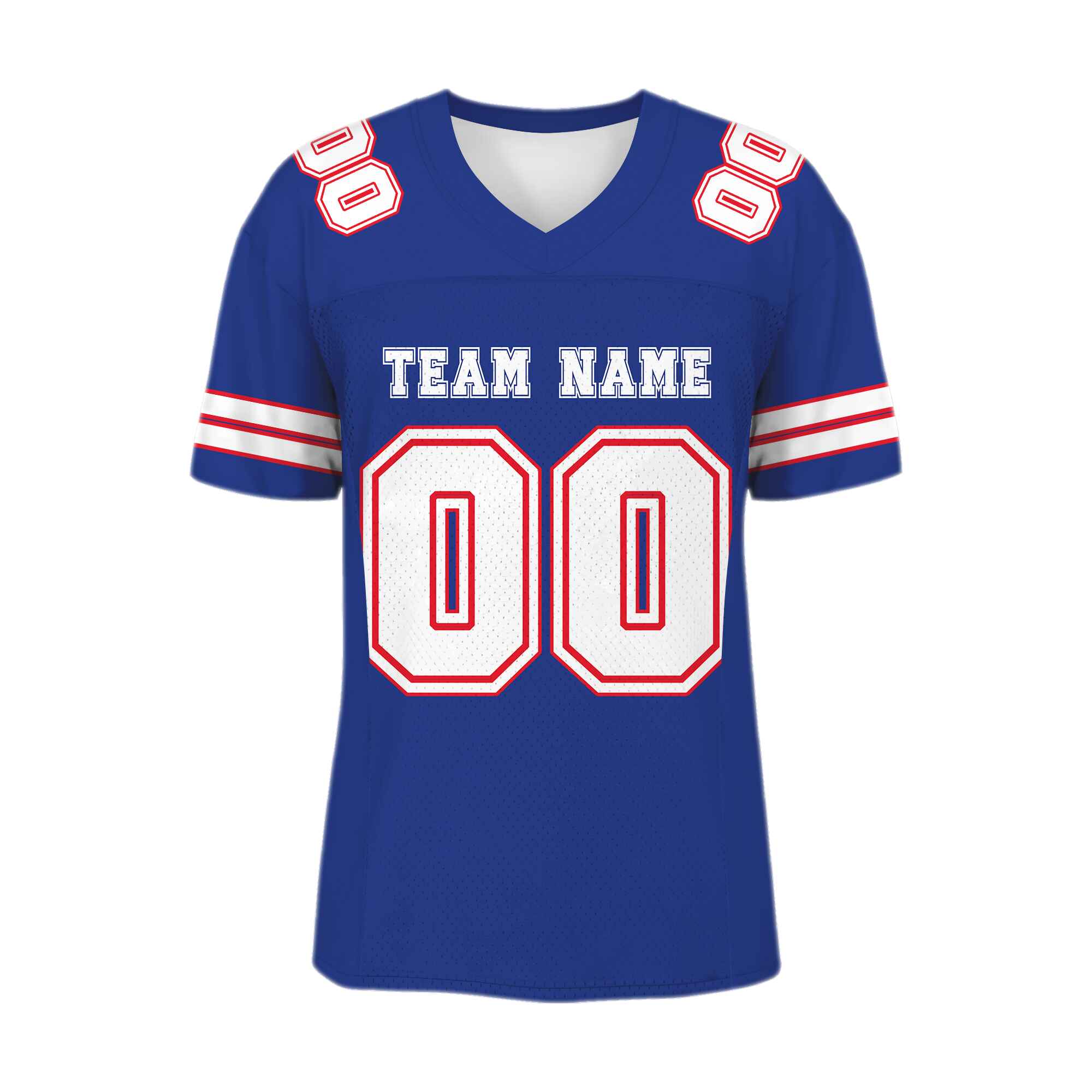 Custom Royal White-Red Mesh Authentic Football Jersey