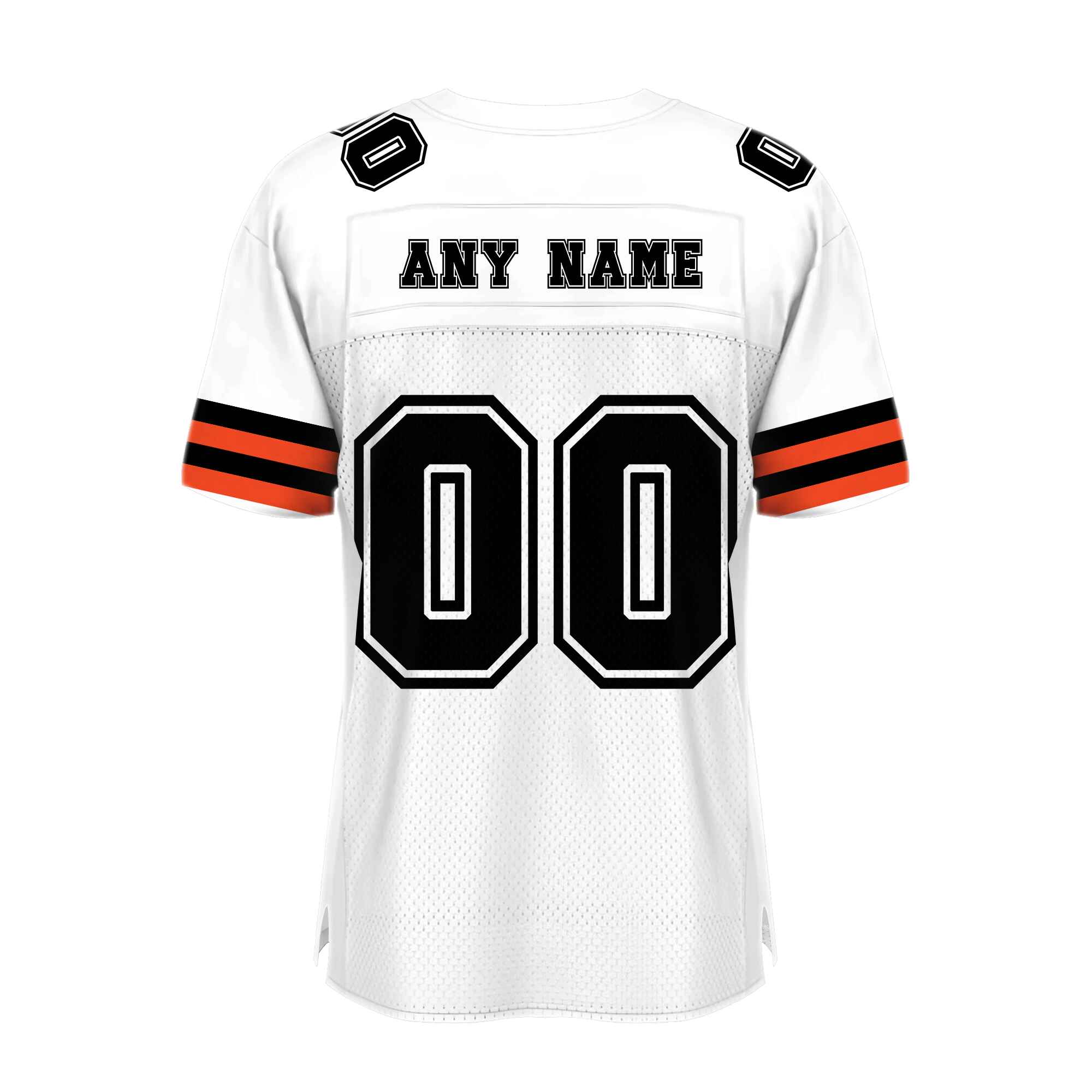Custom White Black-Orange Mesh Football Jersey
