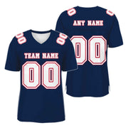 Custom Navy Red-White Mesh Authentic Football Jersey