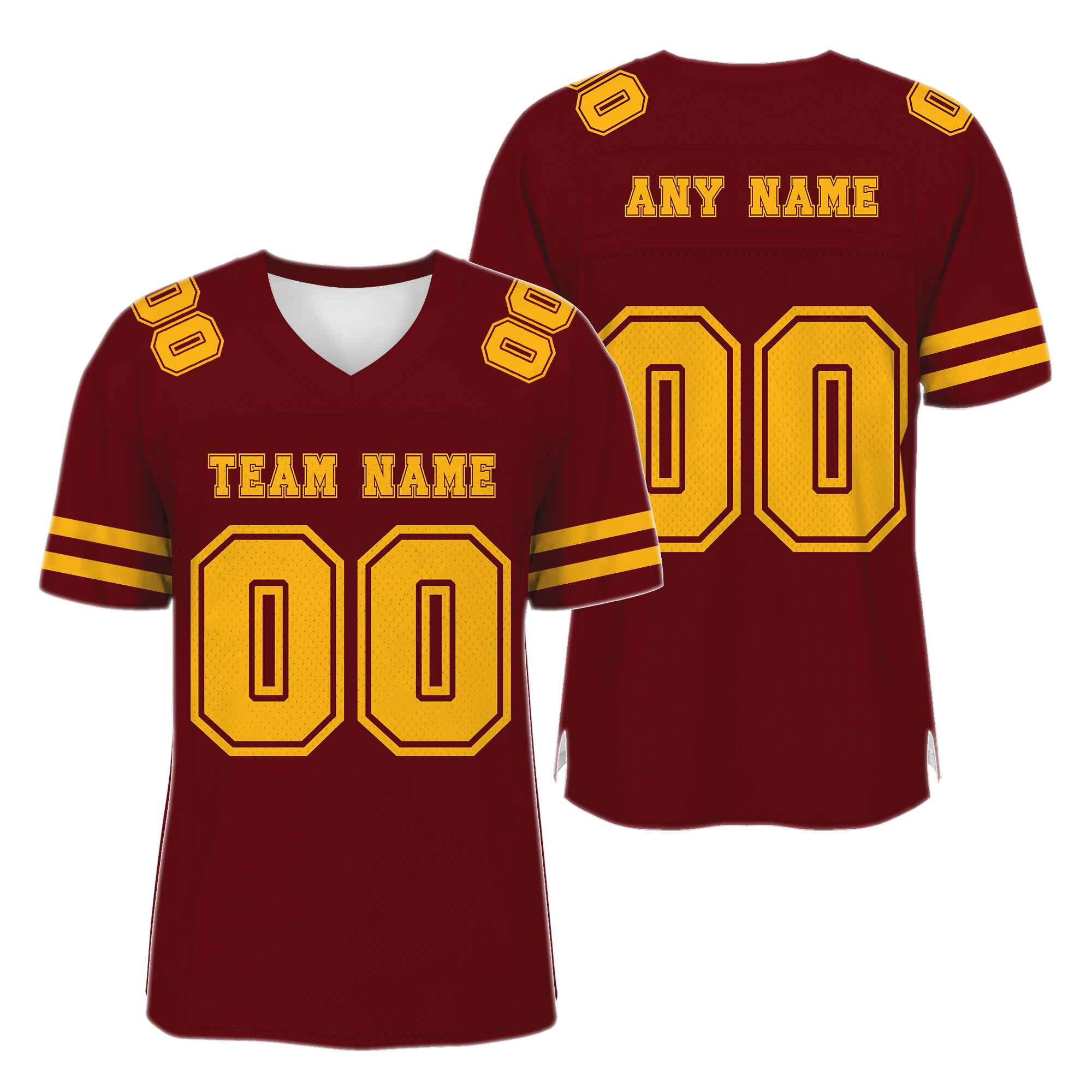 Custom Burgundy -Gold Mesh Authentic Football Jersey