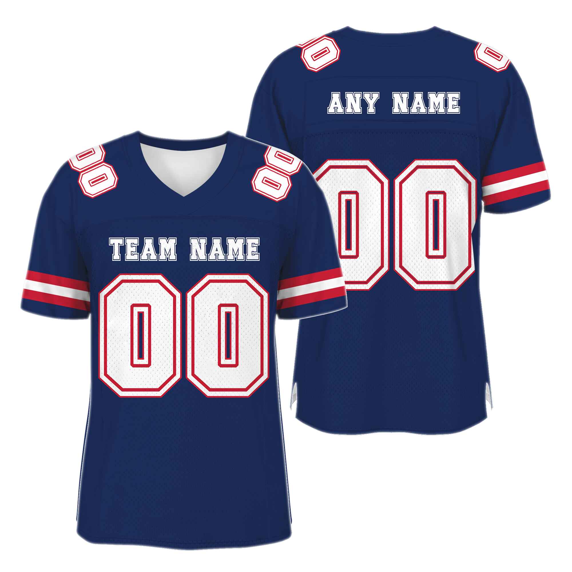 Custom Navy White-Red Mesh Authentic Football Jersey