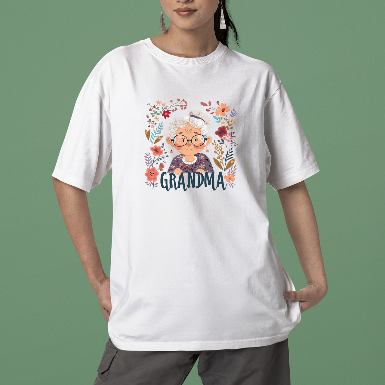 Cute Chibi Grandma T-Shirt, Floral Nana Shirt, Celebrate Mom, Nana Shirt, Grandma Hoodie, Grandma Shirt, Mother's Day Gift For Grandma, Happy Mother's Day 03