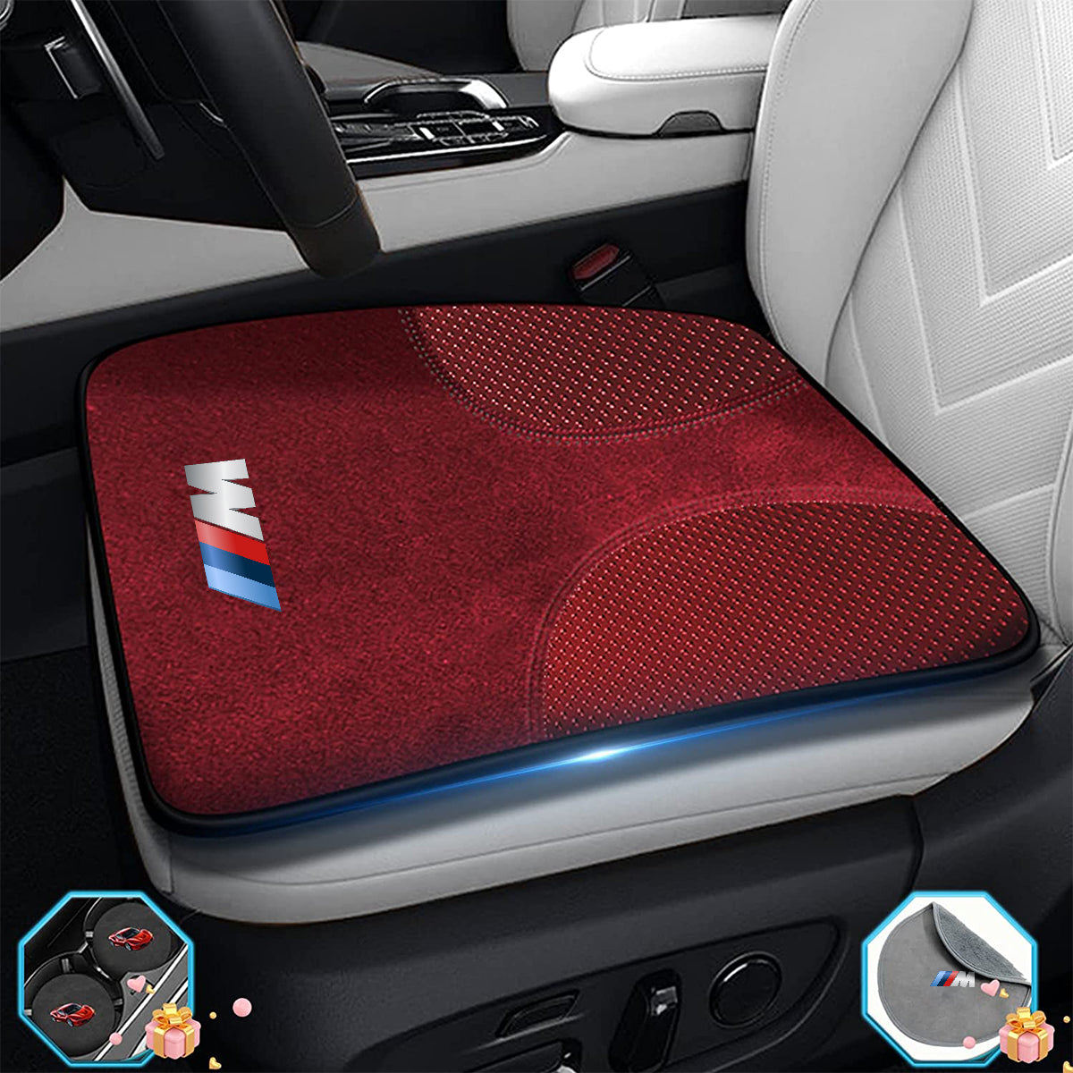 Car Seat Cushion, Custom Fit For Your Cars, Double Sided Seat Cushion, Breathable Suede + Ice Silk Car Seat Cushion, Comfort Seat Covers Cushion KO19979