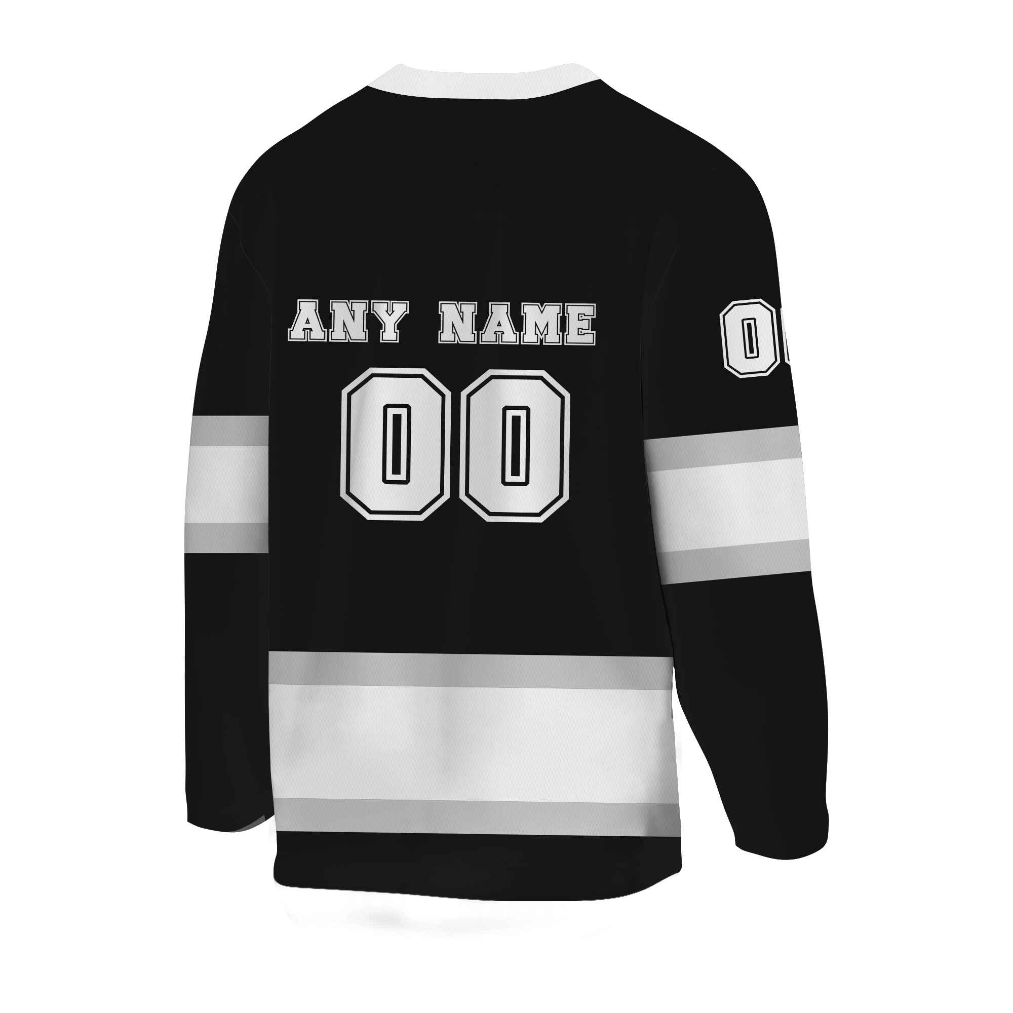 Custom Black White -Grey Hockey Jersey
