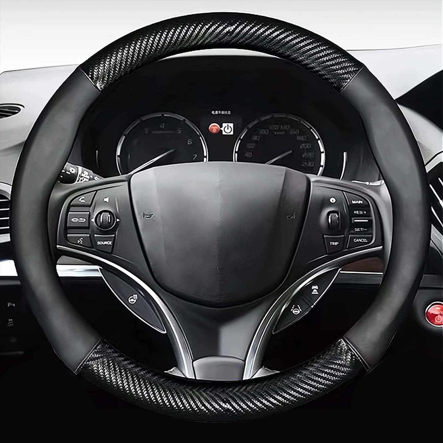 Car Steering Wheel Cover, Custom Fit For Your Cars, Leather Nonslip 3D Carbon Fiber Texture Sport Style Wheel Cover for Women, Interior Modification for All Car Accessories FJ18992