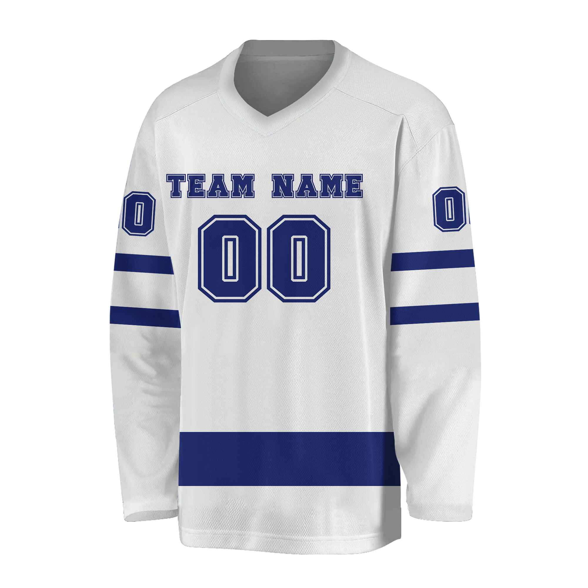Custom White-Blue Hockey Jersey 02