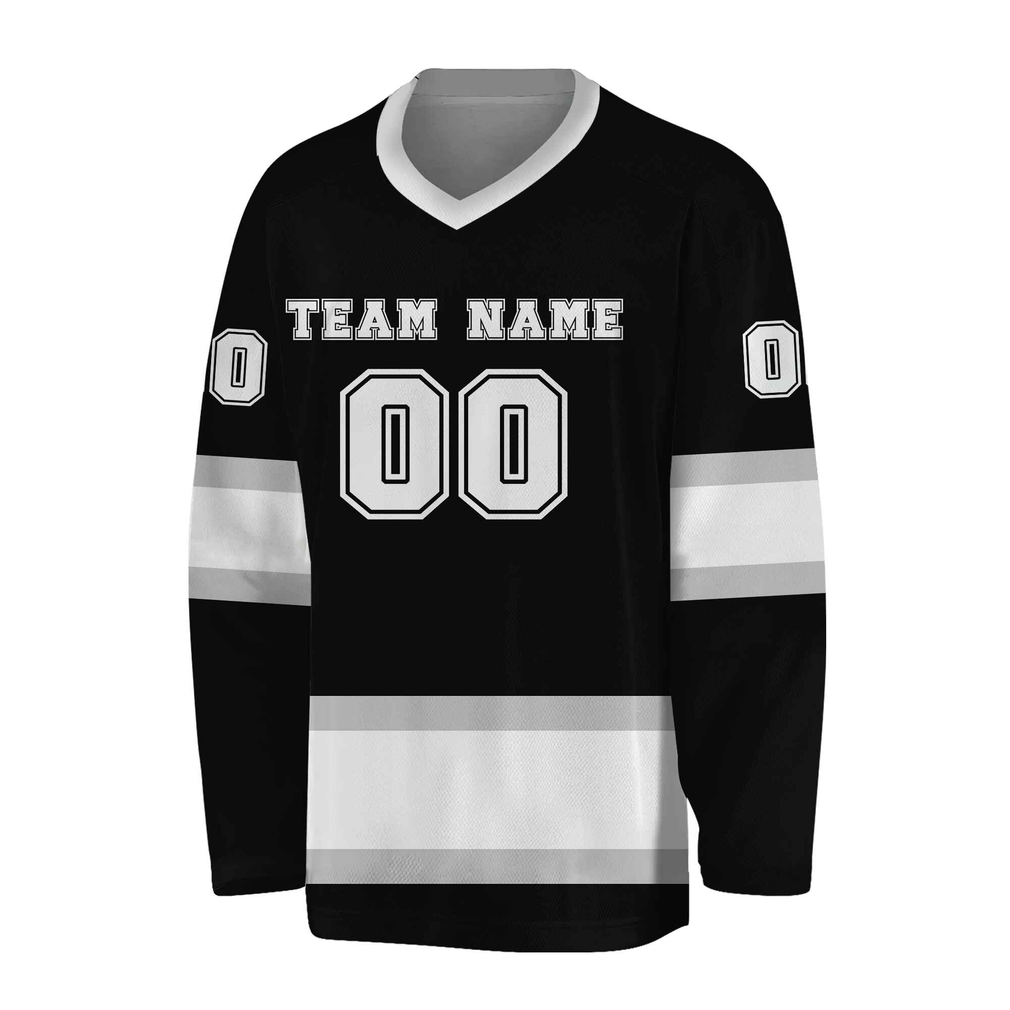 Custom Black White -Grey Hockey Jersey