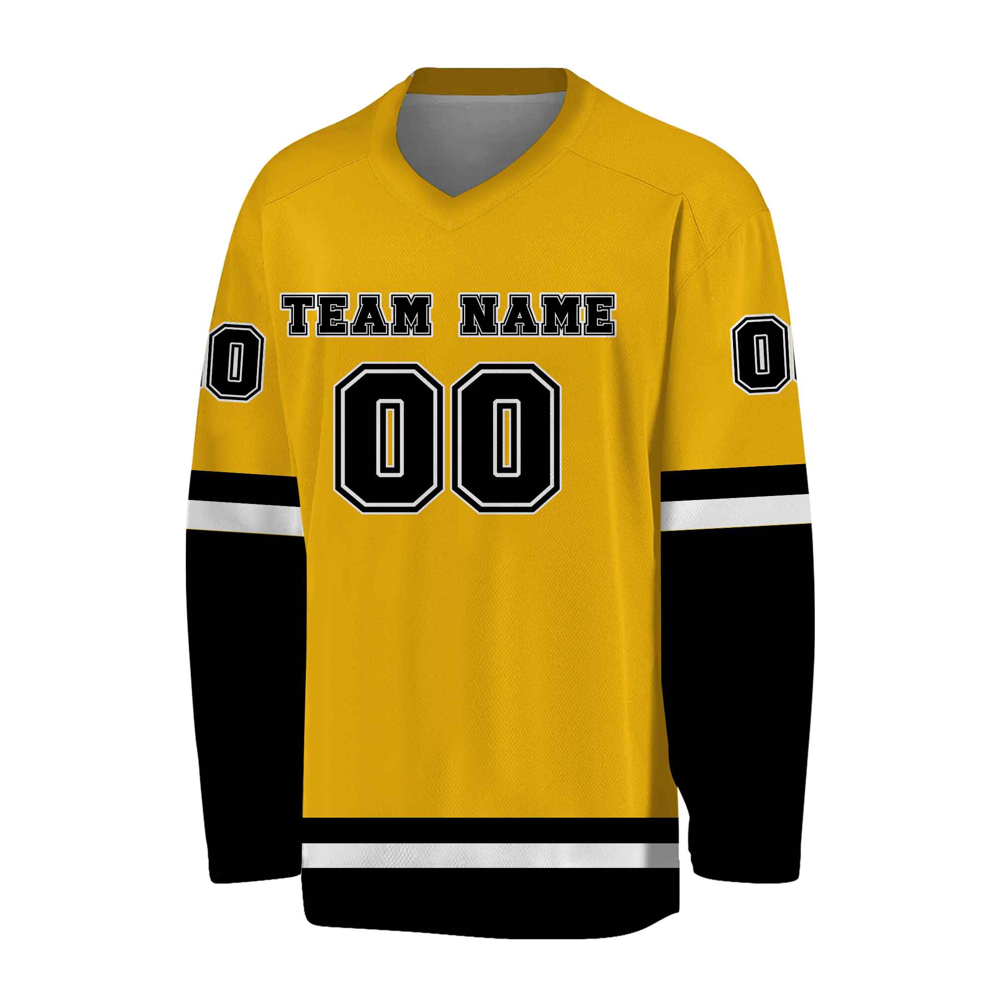 Custom Yellow Black -White Hockey Jersey