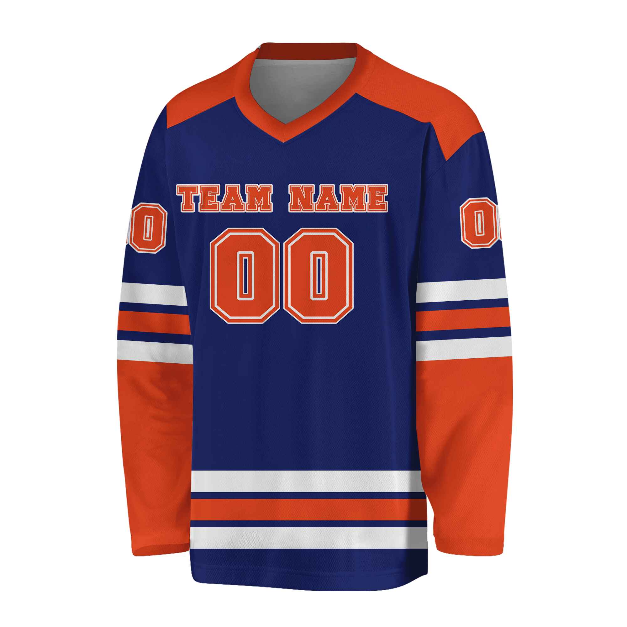 Custom Royal Blue Orange -White  Hockey Jersey