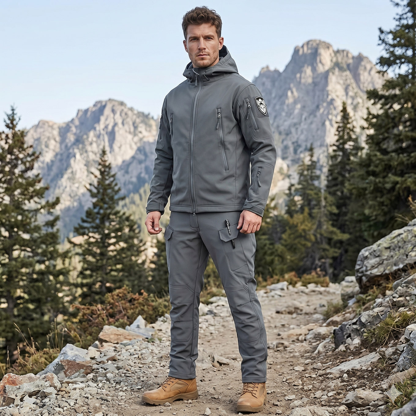 Men’s Soft Shell Tactical Set – Waterproof Fleece Lined Multi-Pocket Outdoor Wear
