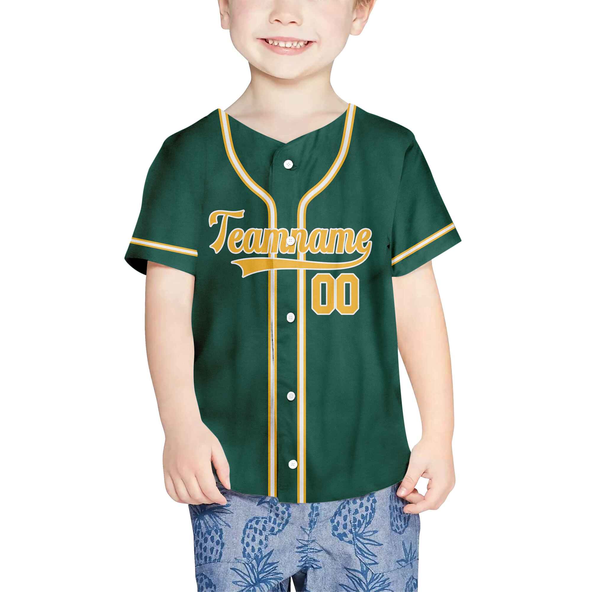 Custom Green White-Gold Authentic Baseball Jersey