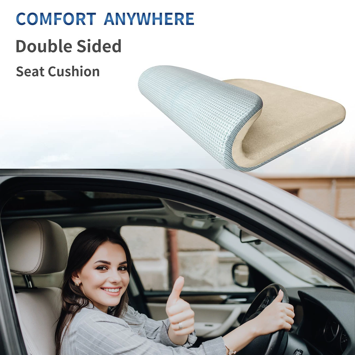 Car Seat Cushion, Custom Fit For Car, Car Memory Foam Seat Cushion, Heightening Seat Cushion, Seat Cushion for Car and Office Chair WALI224