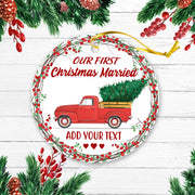Our First Christmas Personalized Custom Christmas Premium Ceramic Ornaments Gift For Family, Christmas Holiday