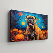 Cane Corso Dog 01 Halloween With Pumpkin Oil Painting Van Goh Style, Wooden Canvas Prints Wall Art Painting , Canvas 3d Art