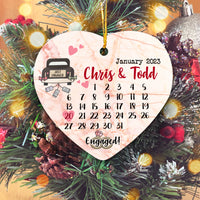 Thumbnail for Calendar Couple Engaged Personalized Custom Name Christmas Premium Ceramic Ornaments Sets