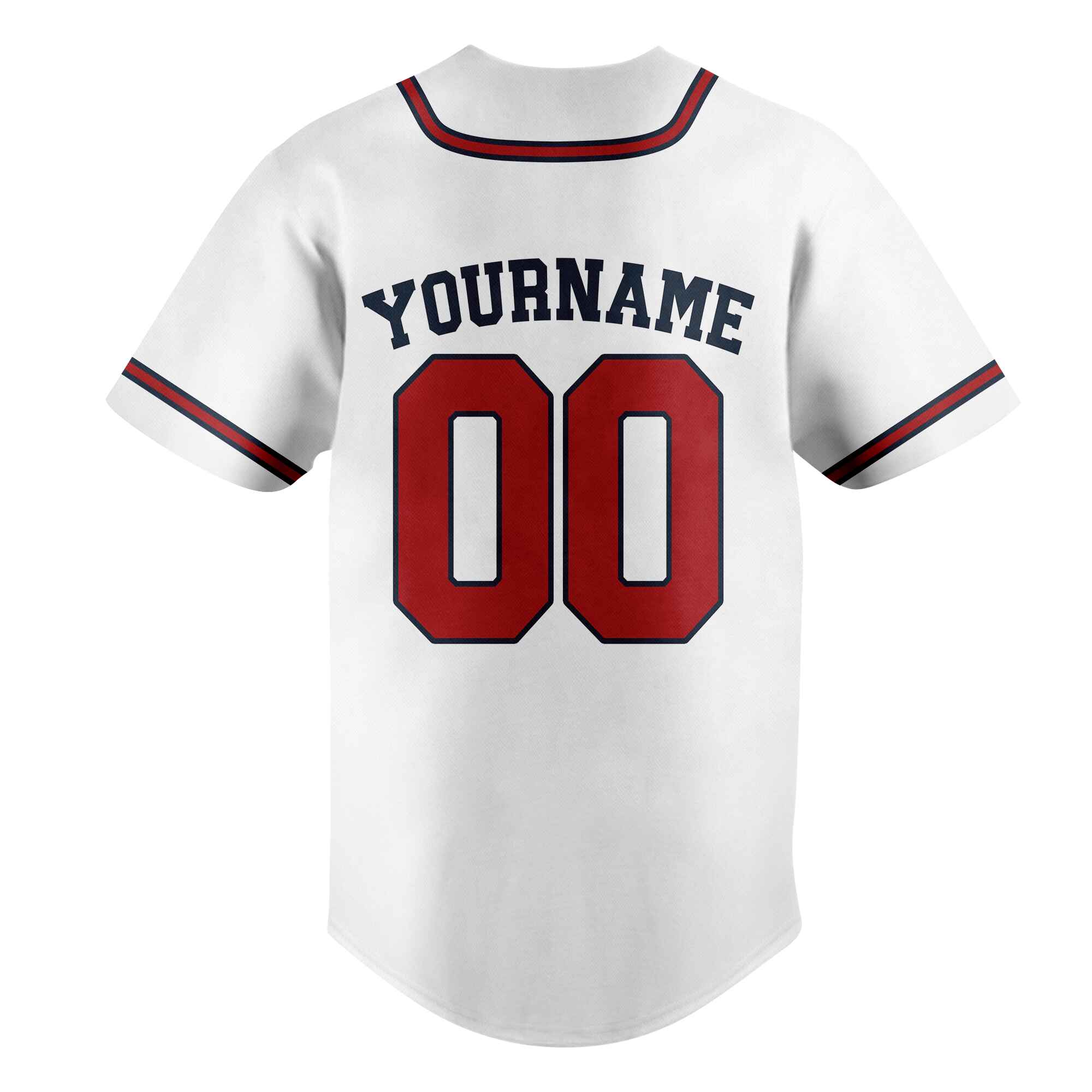 Custom White Red-Navy Baseball Jersey