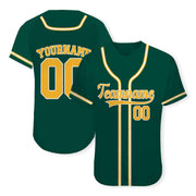 Custom Green White-Gold Authentic Baseball Jersey