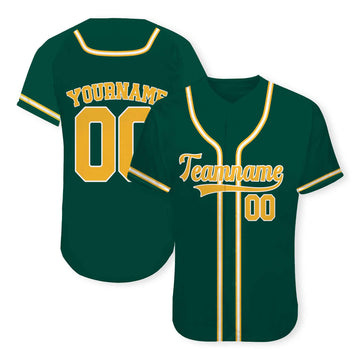 Custom Green White-Gold Authentic Baseball Jersey