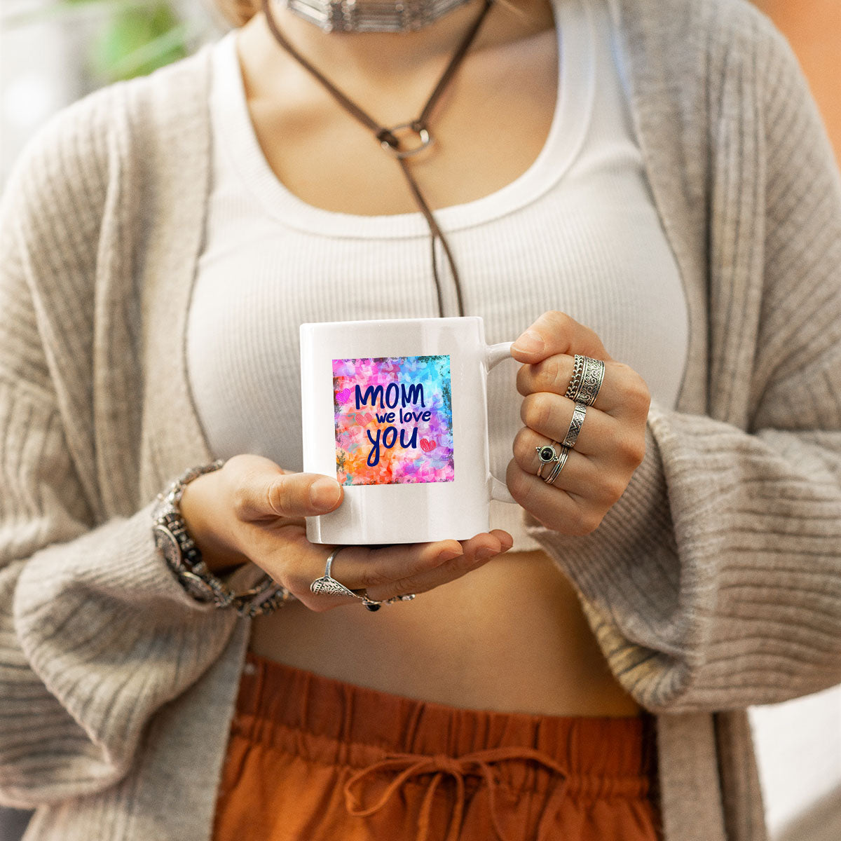 Mom Birthday Gift For Mom Gift, Mothers Day Gift From Daughter Son Kids, Mom Mug, Mom Coffee Mug, Mommy Funny Christmas Stick Personalized, Text Love Mom Watercolor