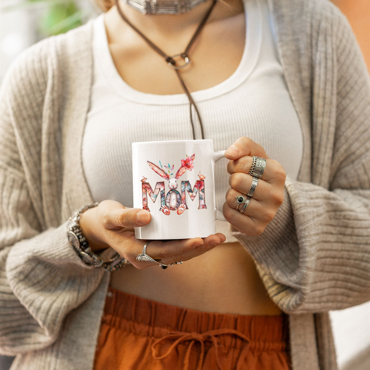 Mom Birthday Gift For Mom Gift, Mothers Day Gift From Daughter Son Kids, Mom Mug, Mom Coffee Mug, Mommy Funny Christmas Stick Personalized, Mom Rabit