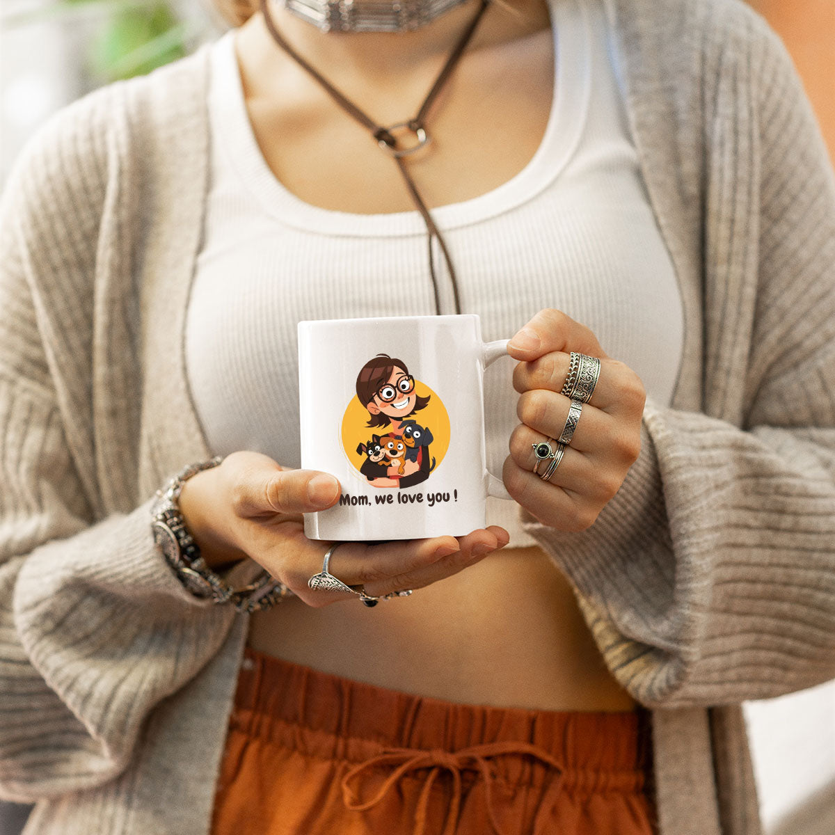 We Love mom, Mom Birthday Gift For Mom Gift, Mothers Day Gift From Daughter Son Kids, Mom Mug, Mom Coffee Mug, Mommy Funny Christmas Stick Personalized