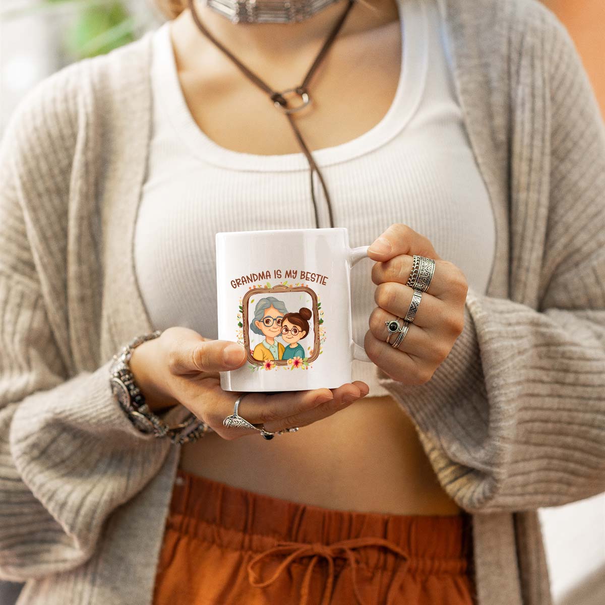 Grandma Mug, Grandma Gift For Grandma Birthday Gift Personalized Grandma Coffee Cup, Mothers Day Gift From Granddaughter Grandson, Love Grandma