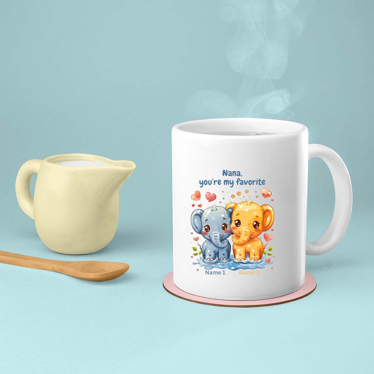 Grandma Mug, Grandma Gift For Grandma Birthday Gift Personalized Grandma Coffee Cup, Mothers Day Gift From Granddaughter Grandson, Elephant Nana