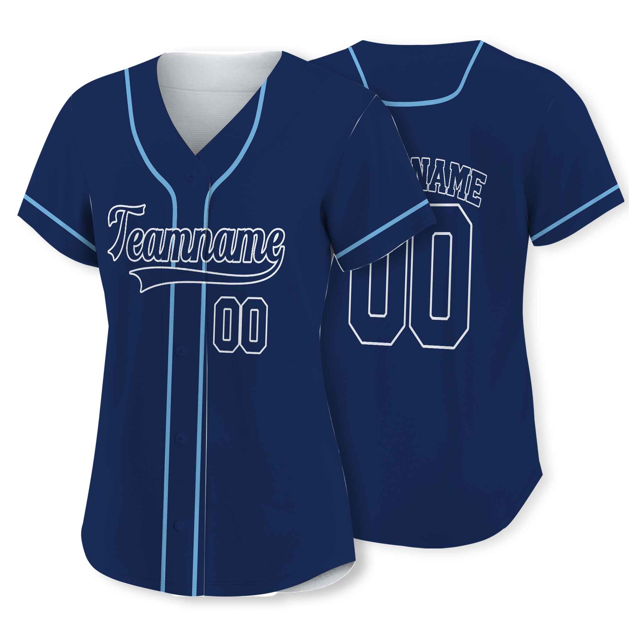 Custom Navy White-Light Blue Authentic Baseball Jersey