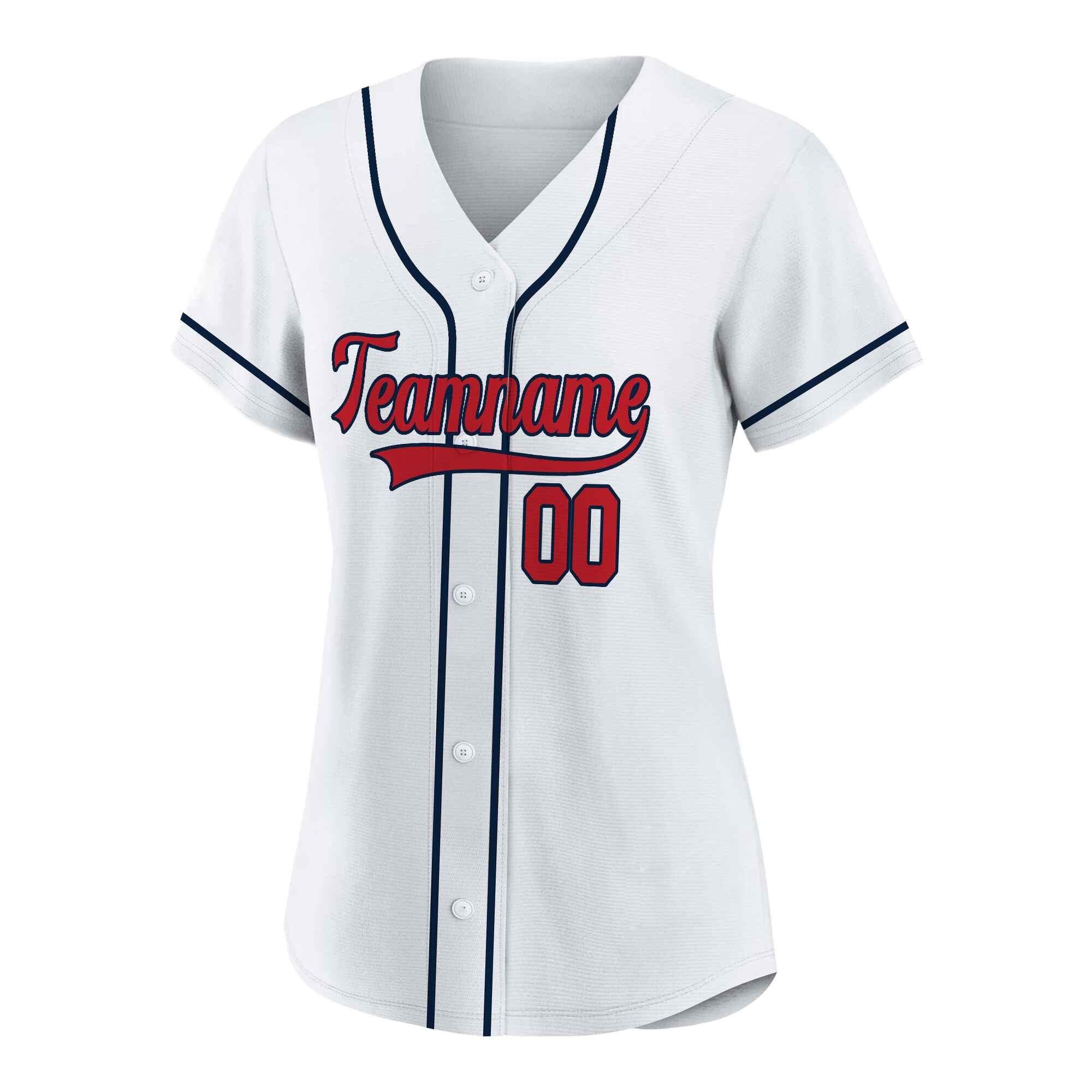 Custom White Red-Navy Authentic Baseball Jersey