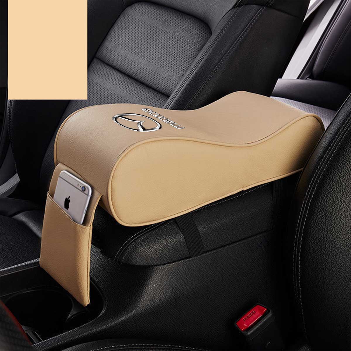Center Console Armrest Pad Soft Memory Foam Pu Leather with Storage Pockets Seat Cushion, Custom fit for Car