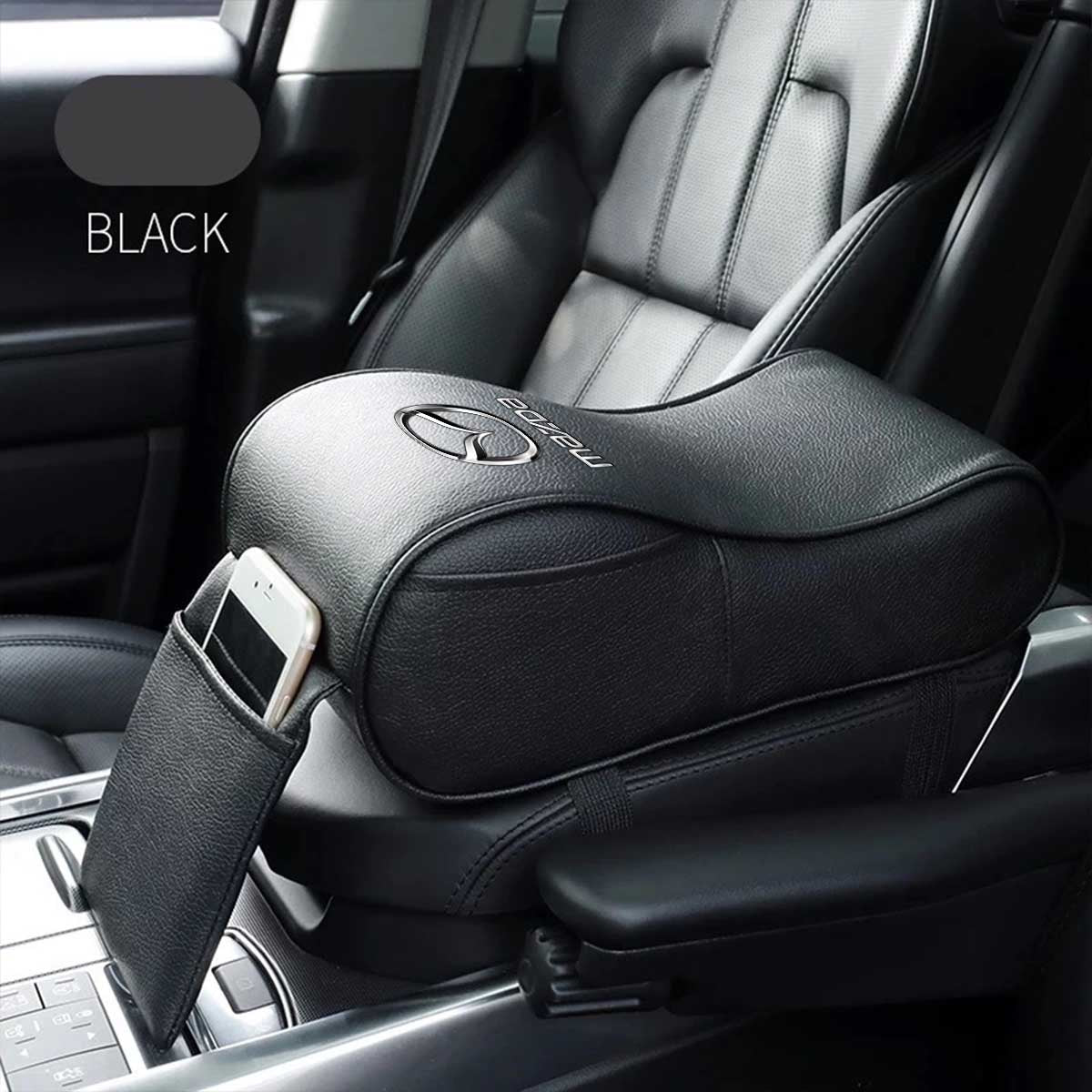 Center Console Armrest Pad Soft Memory Foam Pu Leather with Storage Pockets Seat Cushion, Custom fit for Car