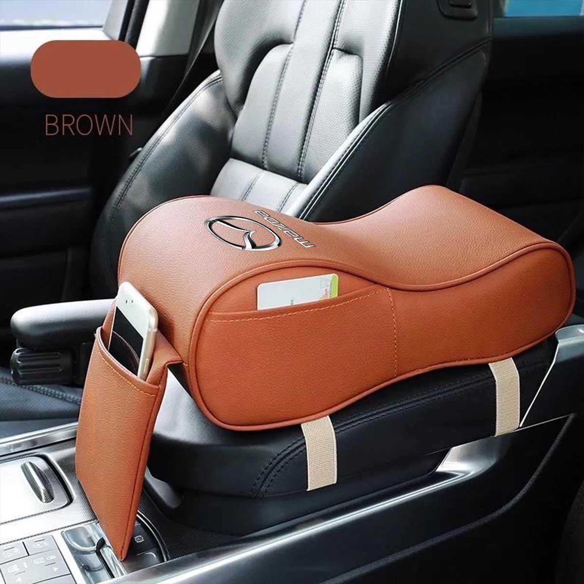 Center Console Armrest Pad Soft Memory Foam Pu Leather with Storage Pockets Seat Cushion, Custom fit for Car