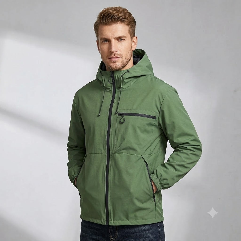 Men's Waterproof Hooded Rain Jacket – Lightweight Windproof Outdoor Hiking Windbreaker