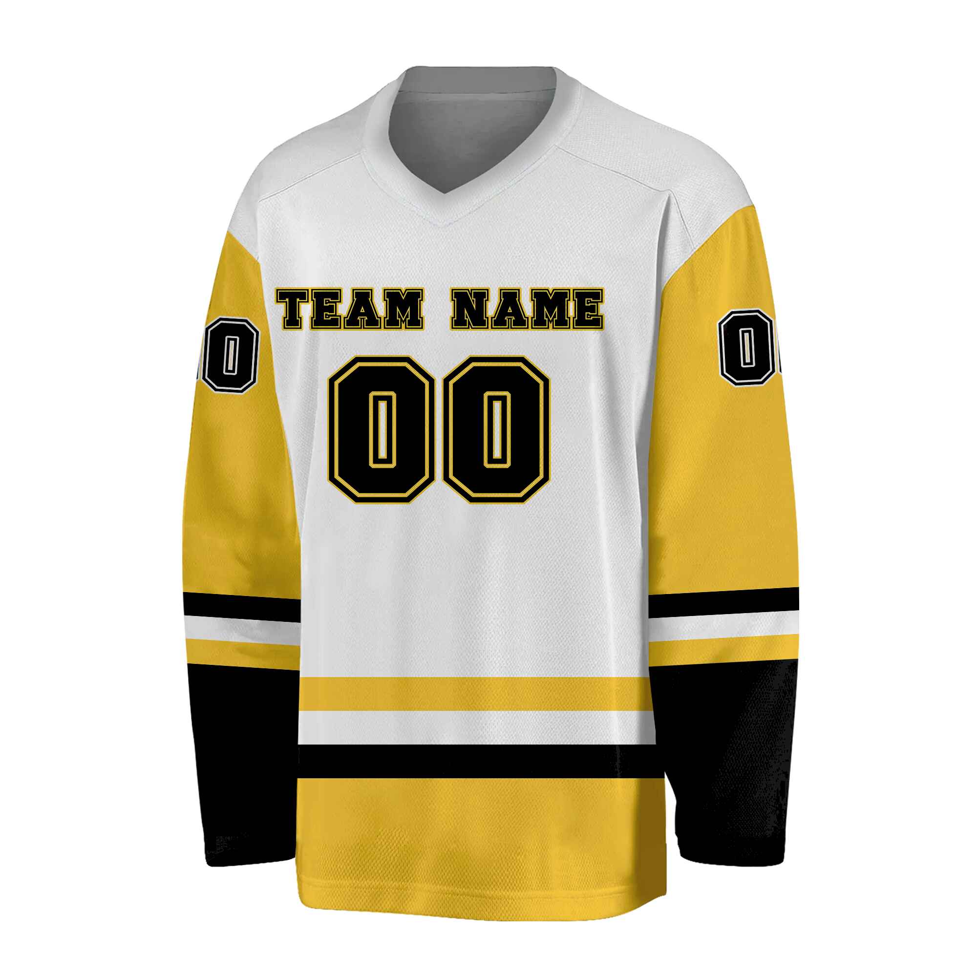 Custom White- Black Gold Hockey Jersey