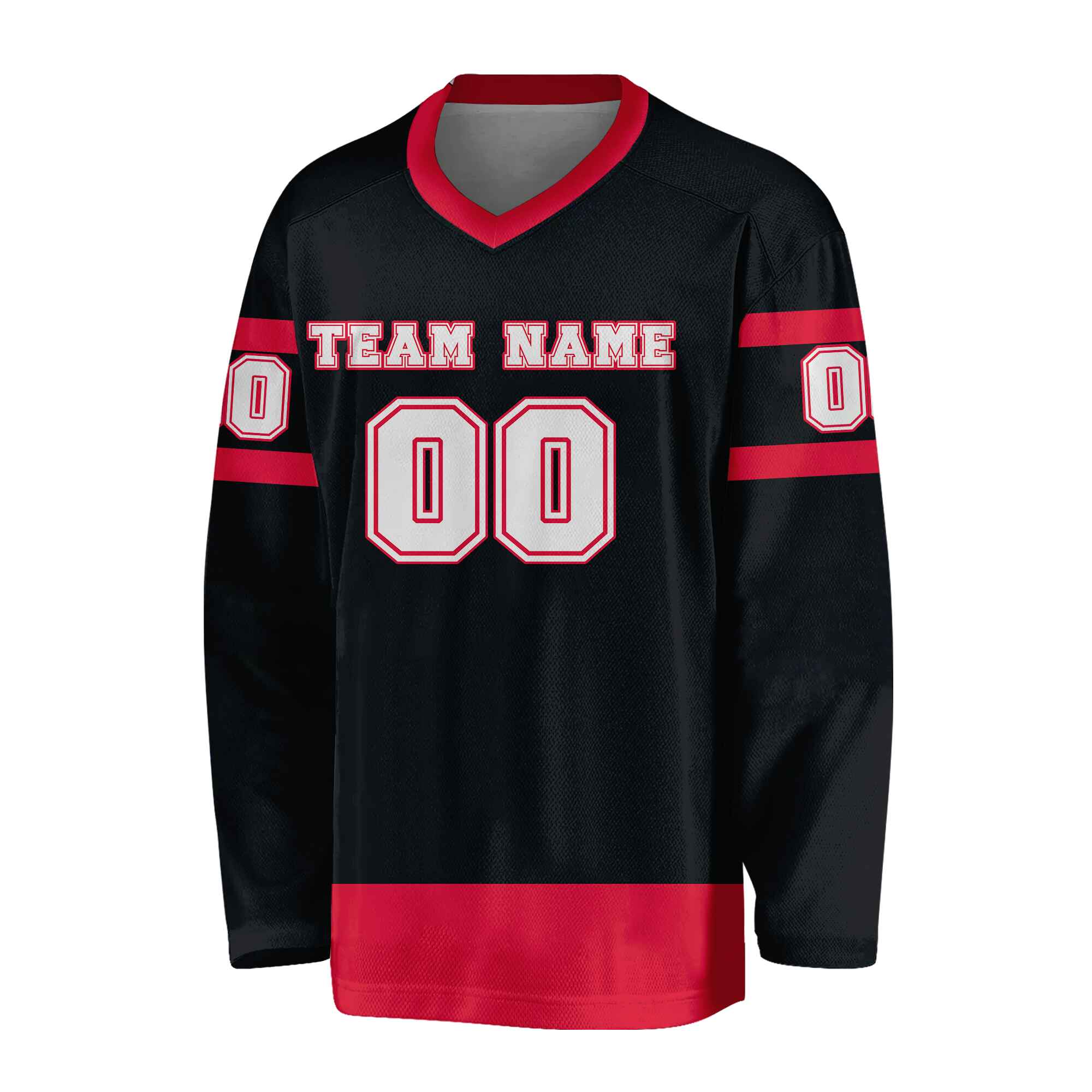Custom Black White-Red Hockey Jersey
