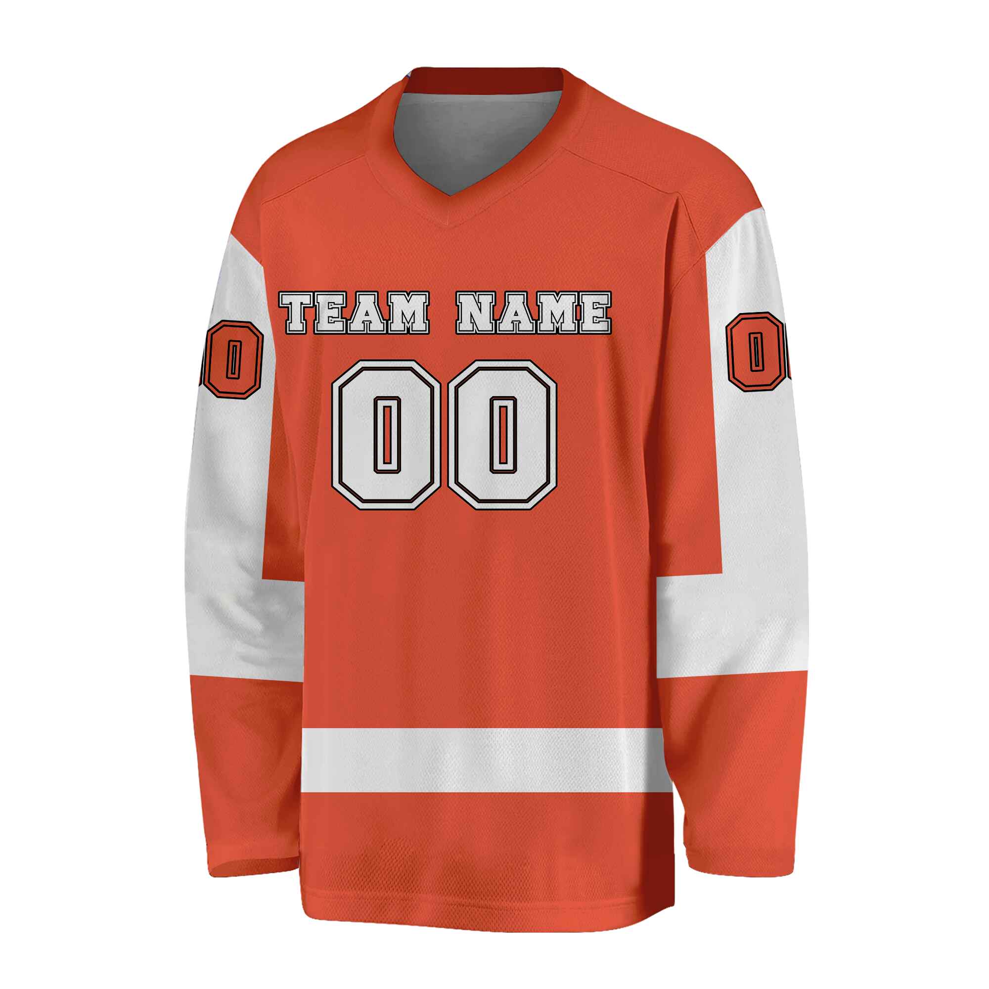 Custom Orange White-Black Hockey Jersey
