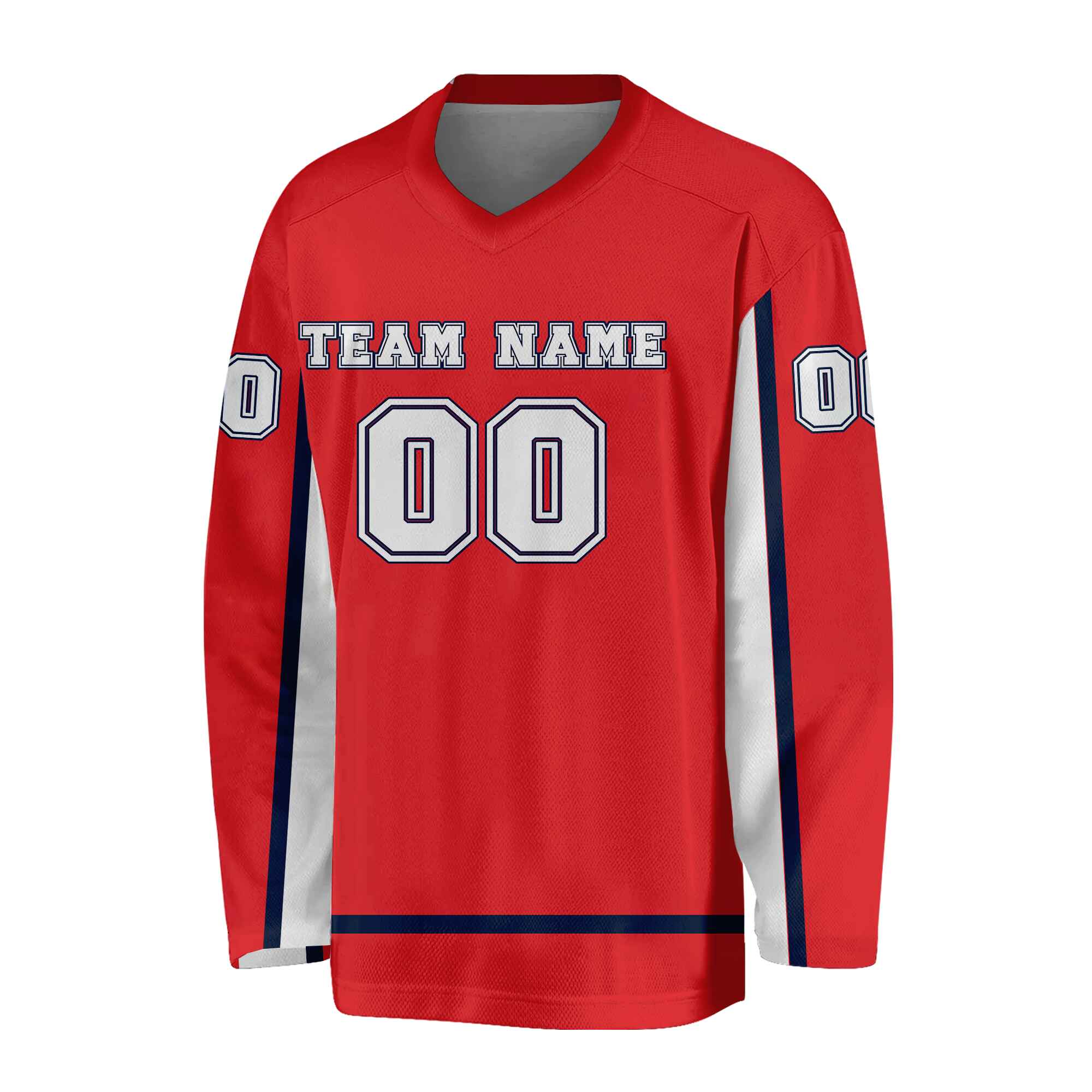 Custom Red-White Navy Hockey Jersey